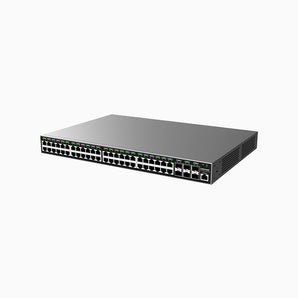 Grandstrea Managed  Layer 2+ Switch, 48x GbE RJ45 PoE 802.3 af/at, up to 30W per port, 360W total power budget, 6x SFP+, stackable, Internal PSU - GWN7806P